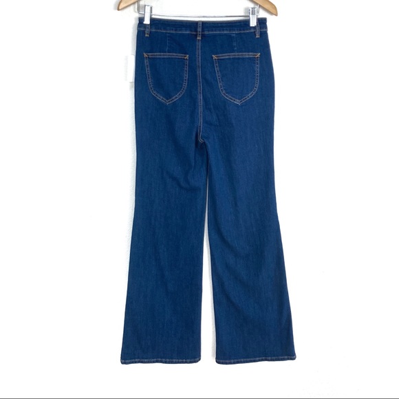 ModCloth The Grier Wide Leg Flare Trouser Jeans Dark High Rise Women’s Sz 6 NEW - Picture 4 of 6